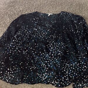 Maurices Black and Blue Patterned Blouse